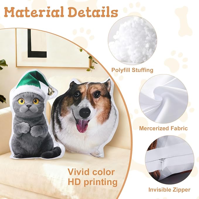 Custom4U Custom Pet Pillow with Picture Funny Shaped Pillow Personalized Custom Body Pillow Customized Pet Pillow with Photos (20inches)