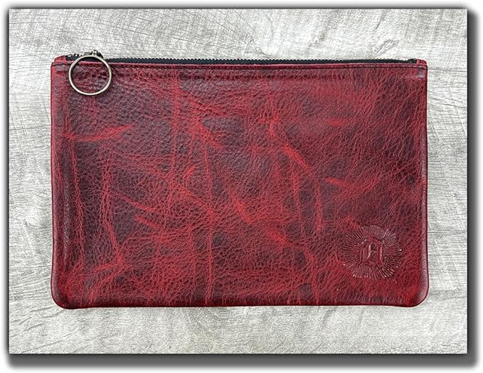 Leather Pouch with Zipper (Canyon Rouge, Medium 10.5" x 7")