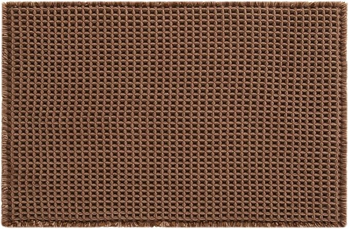 Waffle Bath Mat, Boho Bathroom Rugs Non Slip Washable Super Absorbent Quick Dry Bath Mat Farmhouse Bathroom Decor, 36"x24" Mocha