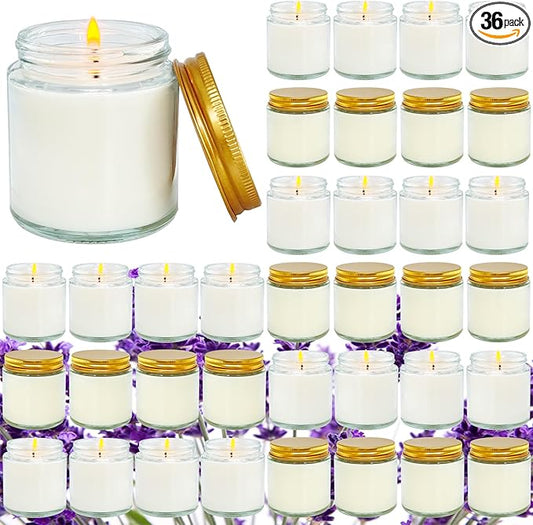 36 Pcs 4 Oz Mini White Soy Candles,Lavender Scented Candles Set,Bulk Aromatherapy Candle,Great Stress Relieving Scented Candle for Girls as a Gift for Birthdays, Weddings and More!