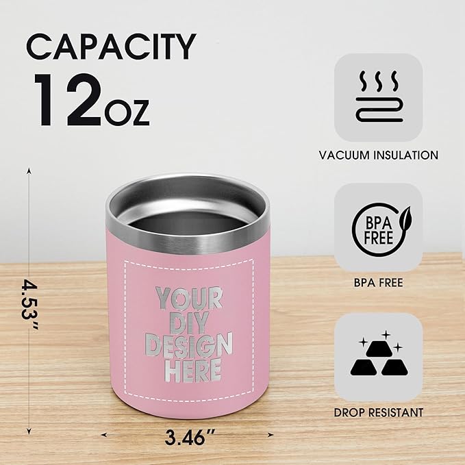 Personalized Custom Tumbler Print in USA 12oz 50Pcs Stainless Steel Travel Coffee Cup with Lid & Straw Double Wall Insulated Mug With Colorful Text Logo Photo