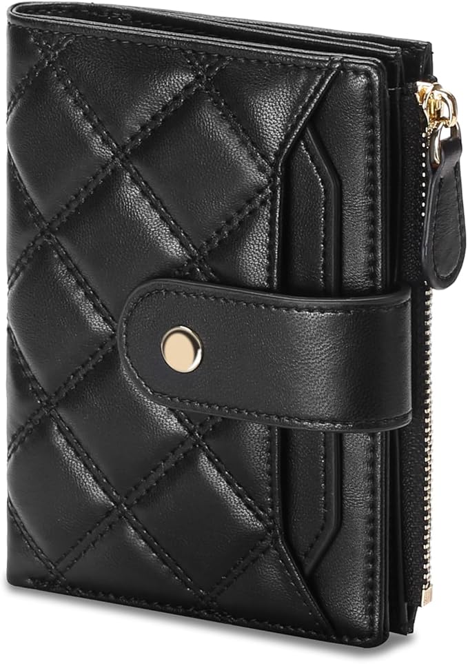 SENDEFN Small Wallet for Woman Leather RFID Blocking Bifold Zipper Pocket Credit Card Holder