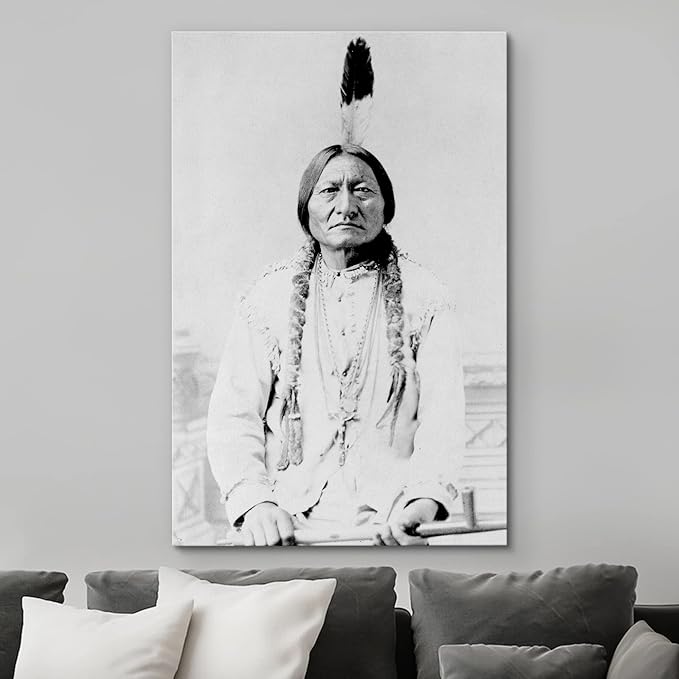 wall26 Canvas Print Wall Art Portrait of Sitting Bull People Pop Culture Historical Realism Famous Closeup Colorful Multicolor Classical for Living Room, Bedroom, Office - 32"x48"