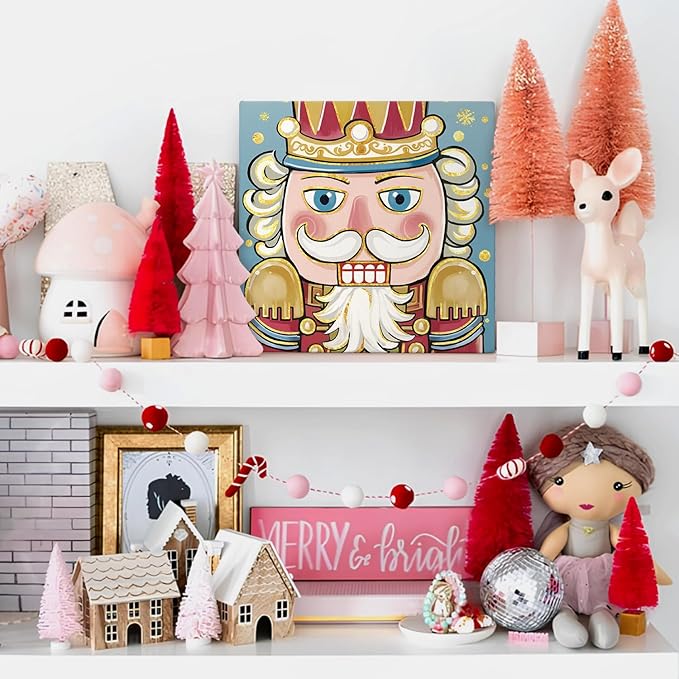 Mtrgdn Nutcracker Christmas Decor, Nutcracker Wooden Box Sign Decor, Blue Nutcracker Christmas Decor, Pastel Christmas Decorations, Nutcracker Gifts, Rustic Art Home Shelf Desk Decor 5x5
