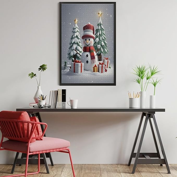 Wooden Puzzles for Adults 1000 Pieces, Christmas Winter Snowman, Each Piece is Unique and Perfectly Put Together, are Special Home Decorations, Fun Puzzles, Party Games, Family Toys