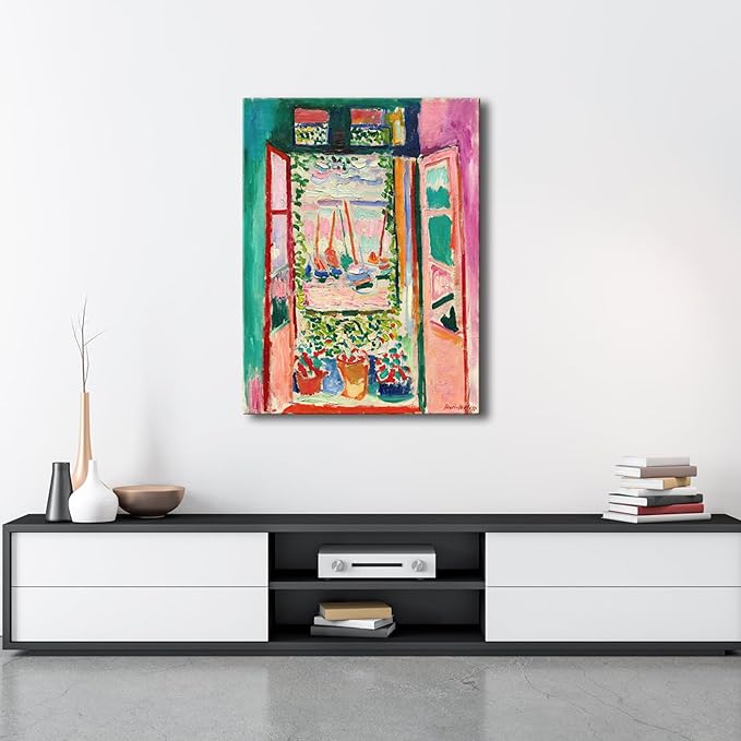 Wieco Art Canvas Print Wall Art Open Window Collioure 1905 by Henri Mattise Abstract Colorful Art Matisse Posters Canvas Prints for Wall and Home Office Decorations