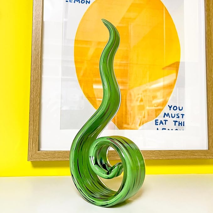 11.4" Tall Hand-Blown Glass Sculpture Murano-Style Sculpture Art Ornament Statue Figurines Home Decor Accent Piece Coastal Ocean Nautical Home Decor,Shelf,TV Stand,Tabletop Centerpieces,Wonderful Gift
