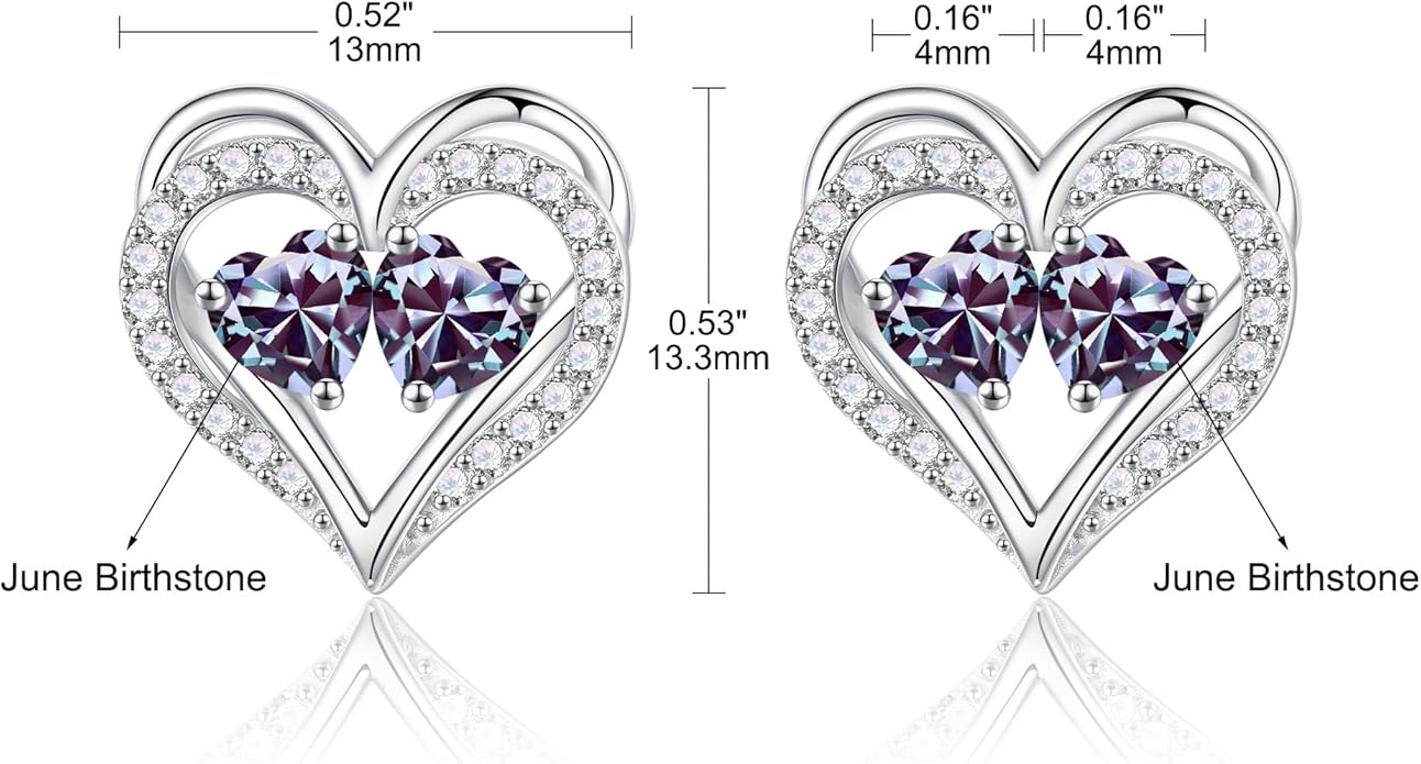 Iefil Valentines Day Gifts for Her - 925 Sterling Silver Birthstone Earrings, Anniversary Birthday Gifts for Women Wife Girlfriend Mom