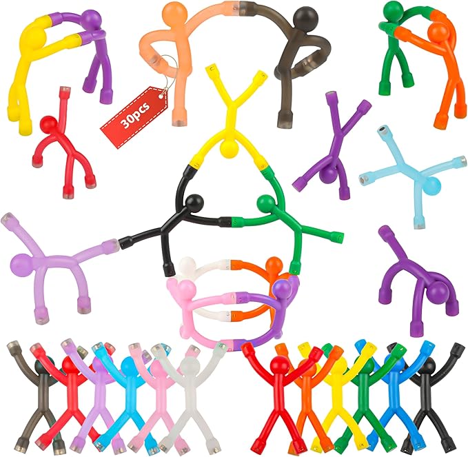 30Pcs Magnet Men, Refrigerator Magnetic Man, Fun Humanoid Magnet Fidget Travel Toys for Kids, Magnetic People Guys for Fridge, Locker, Whiteboard Decorative Gifts, 20Pcs Transparent+10Pcs Solid