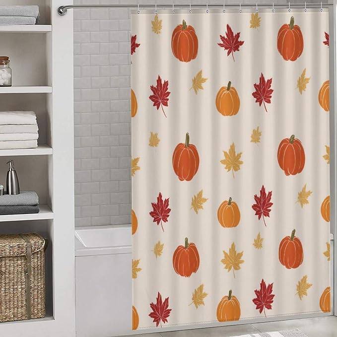 Fall Thanksgiving Pumpkin Shower Curtain Waterproof Washable Fabric Bathroom Shower Curtains for Bathroom Decorations Home Indoor Decor 56x72Inch