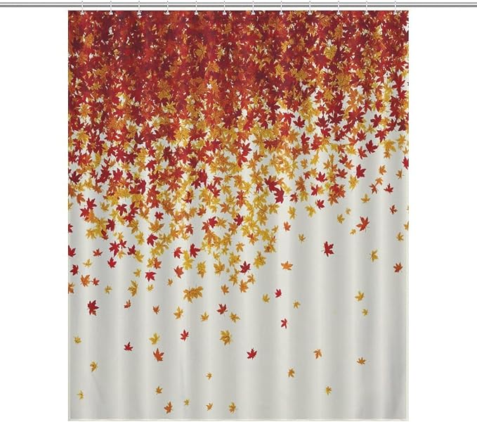 Fall Autumn Shower Curtain Maple Leaves Orange Red Leaf Harvest Waterproof Washable Fabric Bathroom Shower Curtains for Bathroom Decorations Home Indoor Decor 56x72Inch