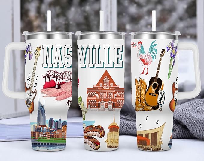 City Tumbler 40oz,Stainless Steel Water Bottle for Hot & Cold Beverages-City Gift Idea (Nashville)
