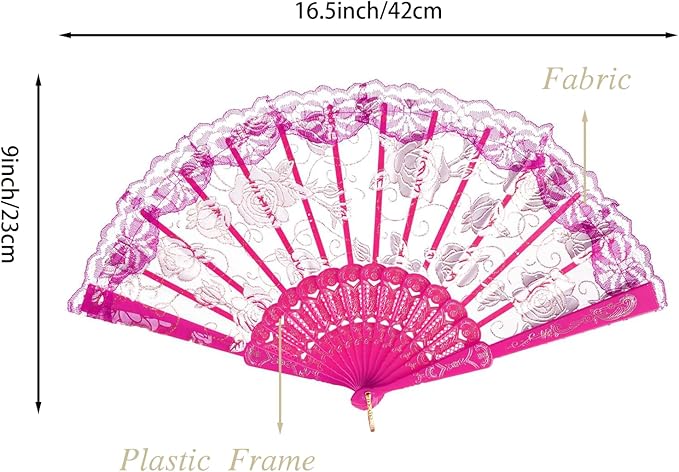 QIRMIZI 30pcs Silk Folding Hand Fans,Silk Fans,Deeppink Rose Fans,Perfect for Weddings, Parties, and Dancing,Deeppink