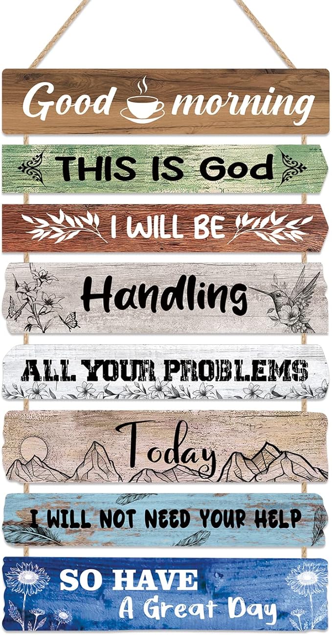 CHDITB Good Morning This is God Wooden Sign Bible Verse Scripture Wooden Hanging Plaque Retro Inspirational Quotes Canvas Wall Art for Christian Home Office Bedroom Living Room Wall Decor