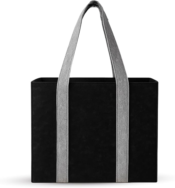 CRAFTYLINES Eco-Friendly Reusable Grocery Bags RECYCLED FROM 30 PLASTIC BOTTLES | Heavy-Duty Shopping Bags with Long Handles | Large Tote Bags, Foldable Organizer & Carry Basket For Kitchen (3 Pack)