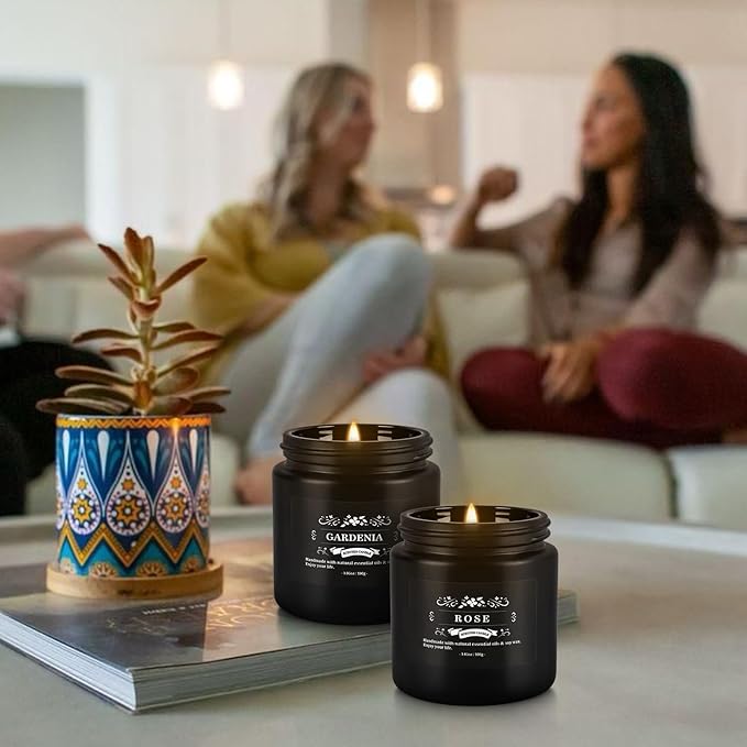 Scented Candles Gifts Set 12 Pack Soy Wax Travel Tin Jar Candles for Home 3.05 OZ for Mom for Christmas, Birthday, Thanksgiving, Mother's Day(Black)