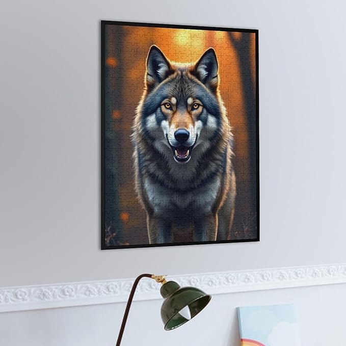 Puzzles for Adults 500 Pieces Wooden Jigsaw Puzzle - King of Wolves Theme Puzzle，Party Games，Family Toys，Educational Puzzles，Stress Relief Wooden Puzzle，Gifts for Family，Colleagues and Friends