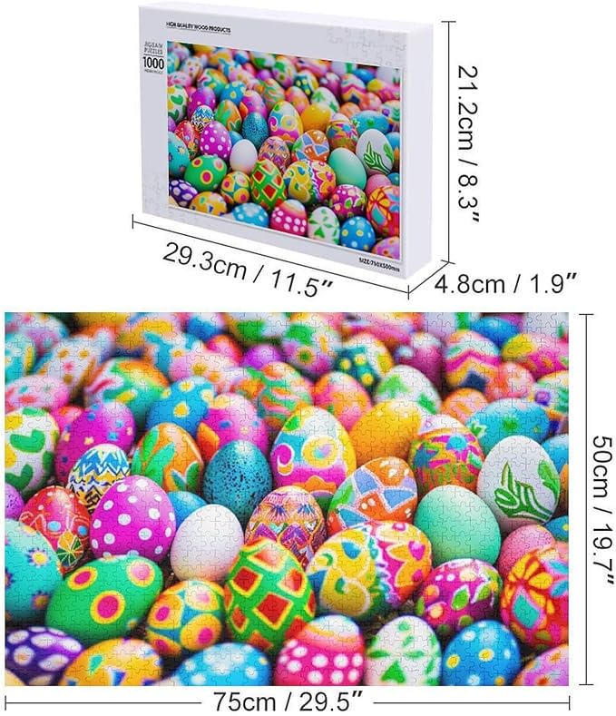 Wooden Puzzle - Easter Eggs Jigsaw Puzzles，Wooden Puzzles for Adults 1000 Pieces Challenge Puzzles，Educational Games，Family Puzzles，Unique Gifts for Wall Art,Funnny Puzzles