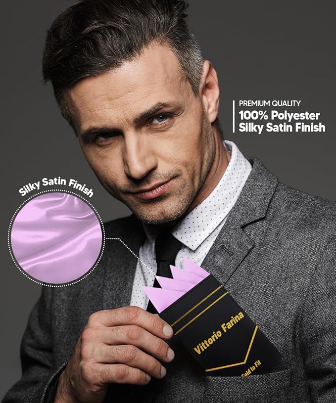 Premium Pre-Folded Four-Point Suit Pocket Square for Men with Sewn Pocket Fold