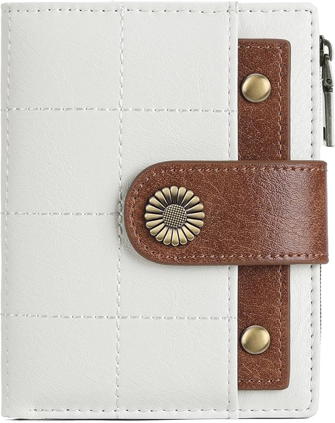 SENDEFN Small Wallets for Women Leather RFID Blocking Bifold Zipper Pocket Wallet with ID Window