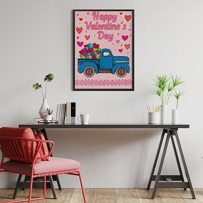 Wooden Puzzle - Happy Valentine's Day Jigsaw Puzzles，Wooden Puzzles for Adults 500 Pieces Challenge Puzzles，Educational Games，Family Puzzles，Unique Gifts for Wall Art