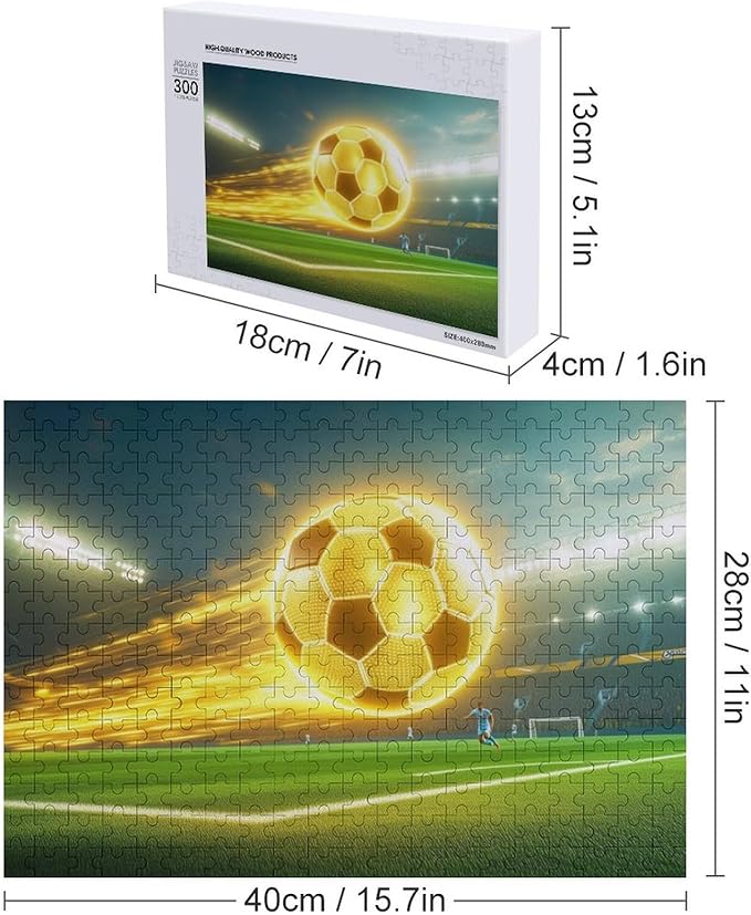 Wooden Puzzle - Football Soccer Ball Jigsaw Puzzles，Wooden Puzzles for Adults 300 Pieces Challenge Puzzles，Educational Games，Family Puzzles，Unique Gifts for Wall Art