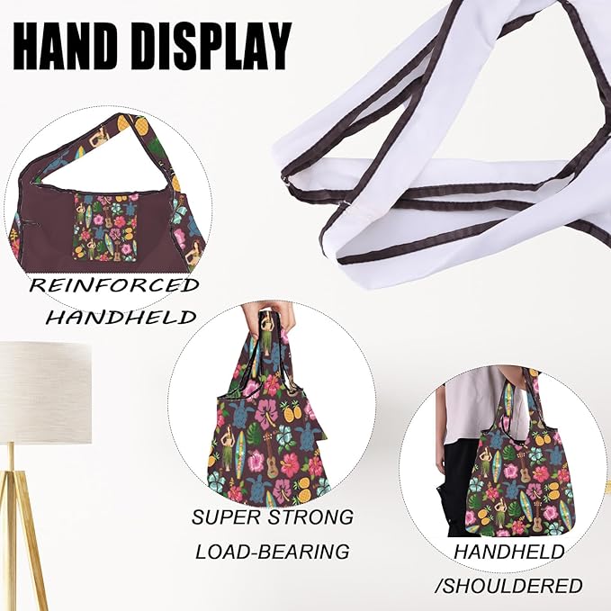 BNQL Hawaii Foldable Reusable Shopping Bags Hawaii Vacation Gifts Hawaiian Gift Beach Lover Gift Tropical Reusable Eco Grocery Bag