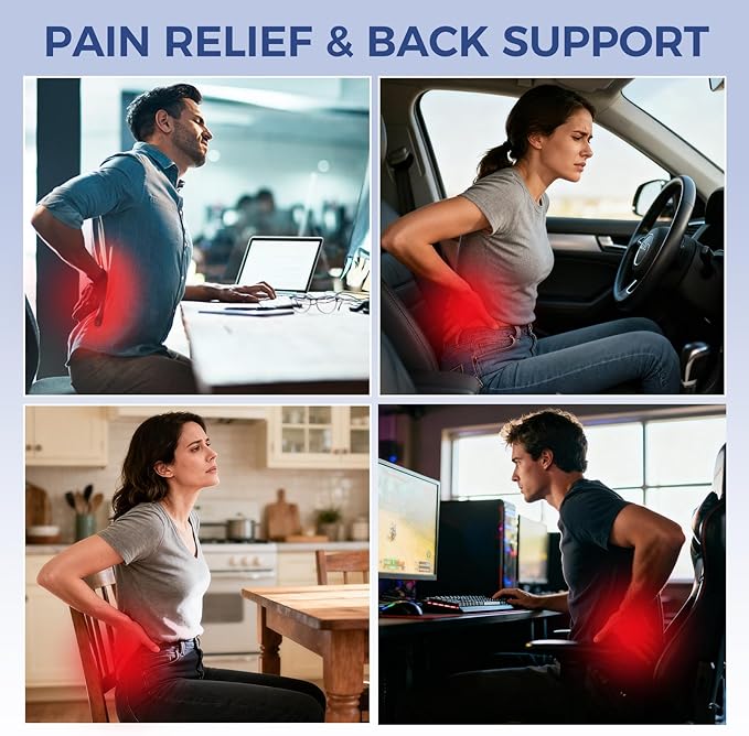 Memory Foam Lumbar Support Pillow for Back Pain Relief, Ergonomic Design, Orthopedic Cushion