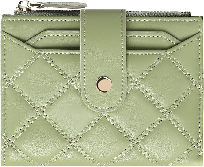 SENDEFN Small Wallet for Woman Leather RFID Blocking Bifold Zipper Pocket Credit Card Holder