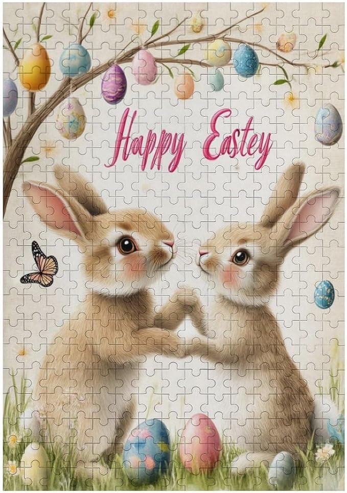 Wooden Puzzle - Easter and The Rabbit Jigsaw Puzzles，Wooden Puzzles for Adults 300 Pieces Unique Gifts for Wall Art，Challenge Puzzles，Educational Games，Family Puzzles