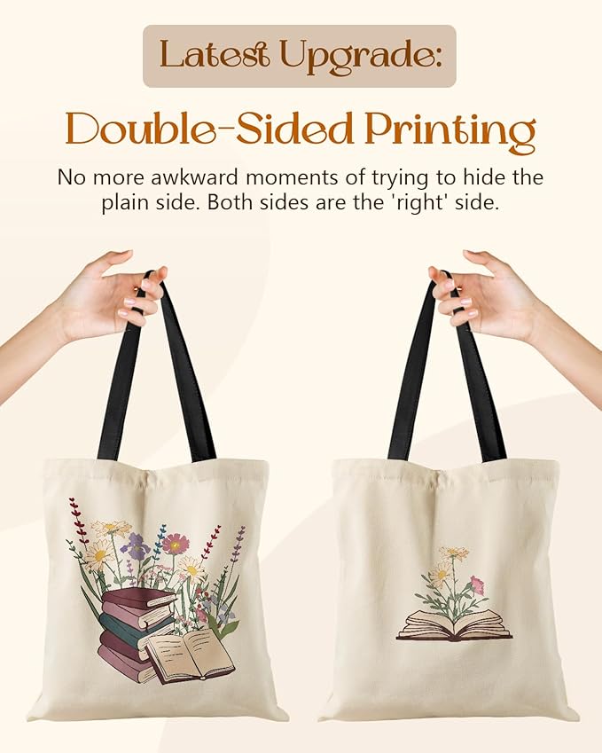 Miss Adola Aesthetic Tote Bag for Girls - with Magnetic Buckle and Zipper Inner Pocket for Women Lady Canvas Cotton Tote Bag