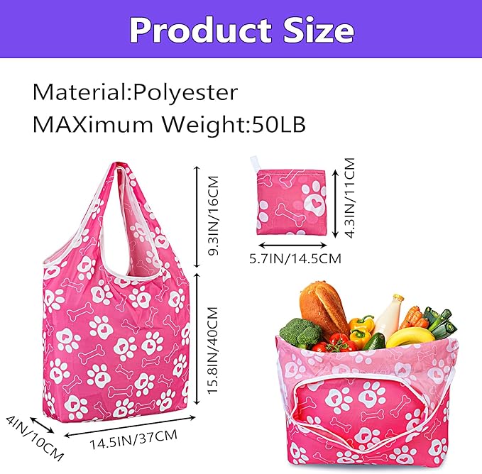 LOLOMLO 6 Pack Eco-Friendly Reusable Grocery Bags Lightweight Durable Washable Shopping Tote Foldable Outings Storage Pouch