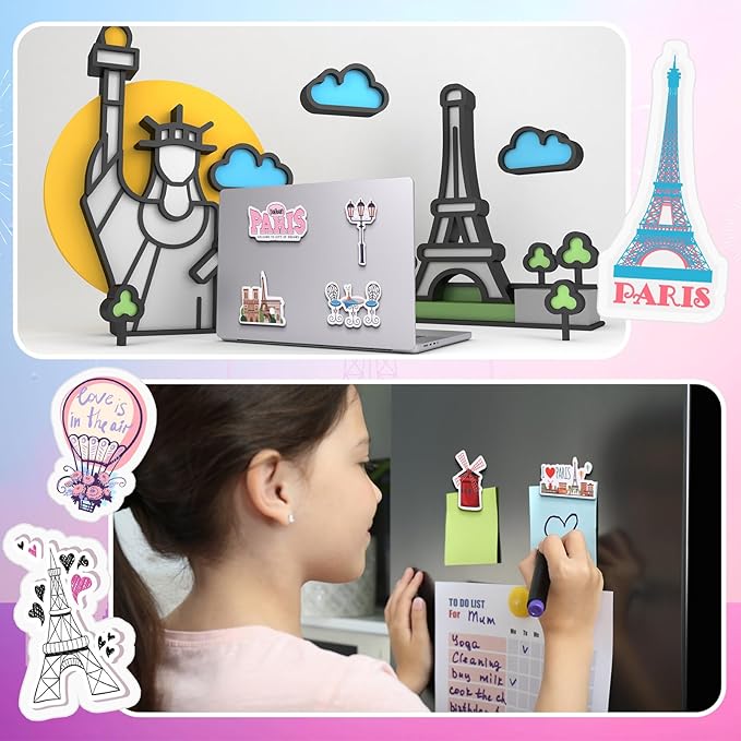 Konohan 30 Pcs Paris Souvenirs Gifts Paris Magnet for Refrigerator City Magnetic Refrigerator Stickers for Home Decoration