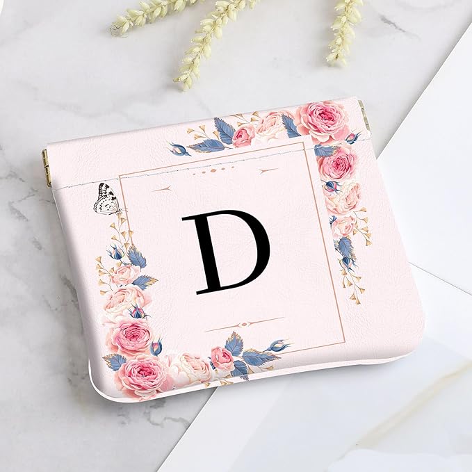 2Pcs Initial Letter PU Leather Small Squeeze Coin Purse Pouch Mini coin Bag Unique And Cute Wallet Cosmetic Bags For Women Girls Men Change Bag Letter D