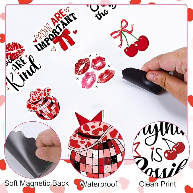 Red Inspirational Locker Magnet - 24 Pcs Downtown Girls Y2K Fridge Magnets Motivational Quotes Refrigerator Magnetic Hot Positive Magnetic Stickers for Home Office Kitchen Classroom Decor