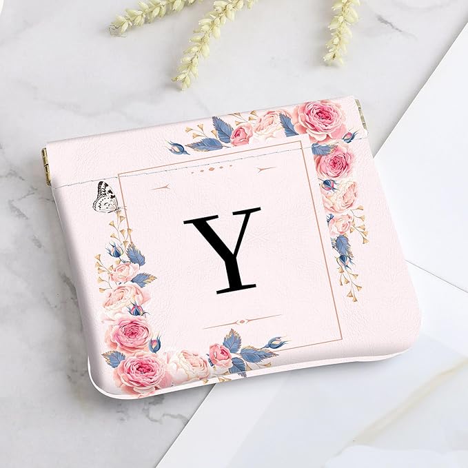 2Pcs Initial Letter PU Leather Small Squeeze Coin Purse Pouch Mini coin Bag Unique And Cute Wallet Cosmetic Bags For Women Girls Men Change Bag Letter Y
