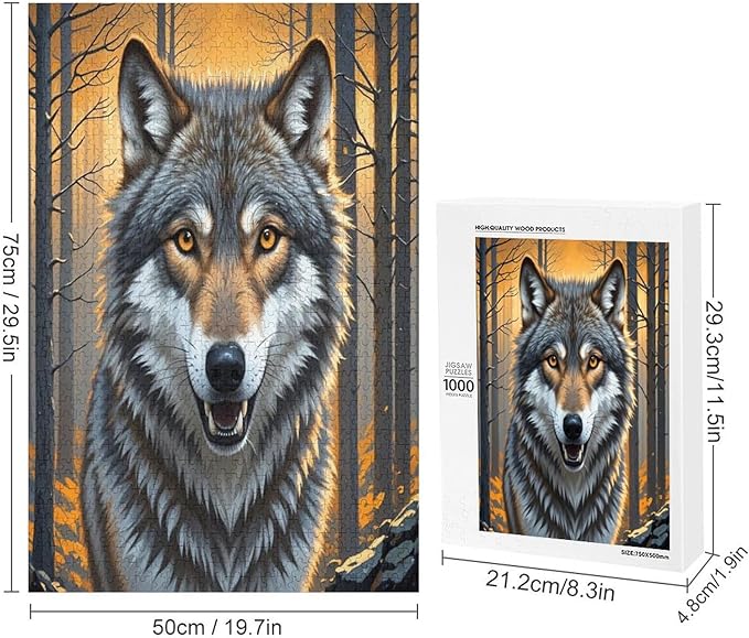 Puzzles for Adults 1000 Pieces Wooden Jigsaw Puzzle - King of Wolves Theme Puzzle，Party Games，Family Toys，Educational Puzzles，Stress Relief Wooden Puzzle，Gifts for Family，Colleagues and Friends