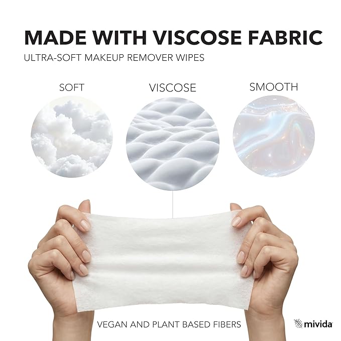 mivida 40 Count Hypoallergenic Makeup Remover Wipes Individually Wrapped With Vitamin E, Alcohol Free, Fragrance Free Make up Remover Wipes For Face, Gentle for Sensitive Skin, Plant-Based