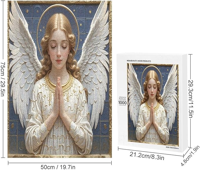 Wooden Puzzle - Classic Angel Praying Jigsaw Puzzles，Wooden Puzzles for Adults 1000 Pieces Challenge Puzzles，Educational Games，Family Puzzles，Unique Gifts for Wall Art