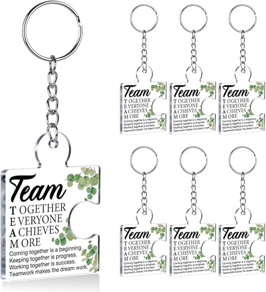 Team Appreciation Gifts for Employee Coworker Staff Bulk, Teamwork Thank You Gift Set Puzzle Piece Acrylic Keychains