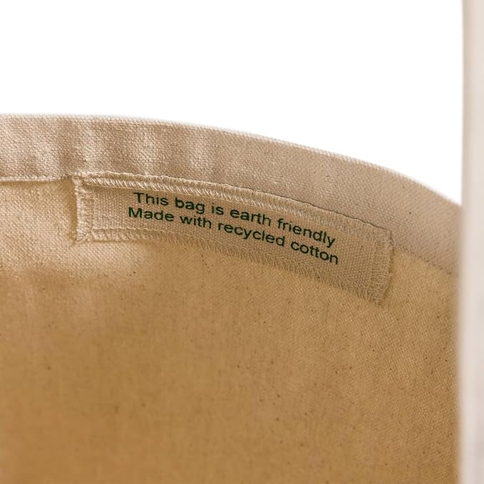Large Recycled Cotton Canvas Tote Bag with Gusset – 12 Pcs Reusable Bag with Shoulder Straps, Canvas Tote Bags Bulk
