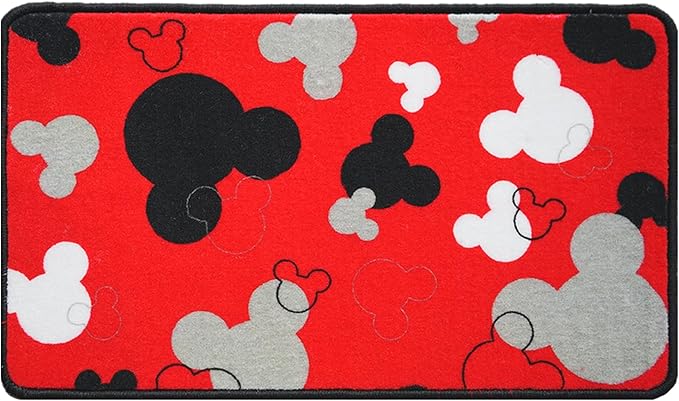 J.Ehonace Cartoon Mouse Non-Slip Bathroom Rug, Mickey Cartoon Kitchen Mat, Cute 100% Polyester Soft Kids Bedroom Home Decor Doormat, 17" x 30" (Red)