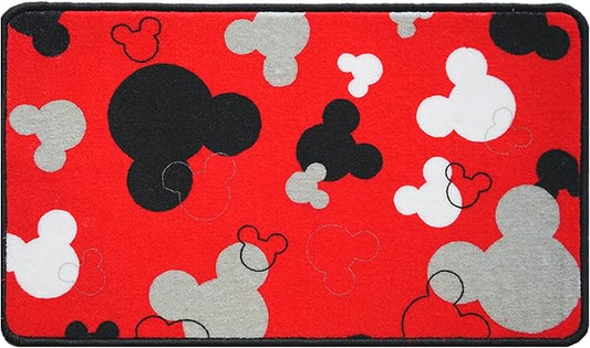 J.Ehonace Cartoon Mouse Non-Slip Bathroom Rug, Mickey Cartoon Kitchen Mat, Cute 100% Polyester Soft Kids Bedroom Home Decor Doormat, 17" x 30" (Red)