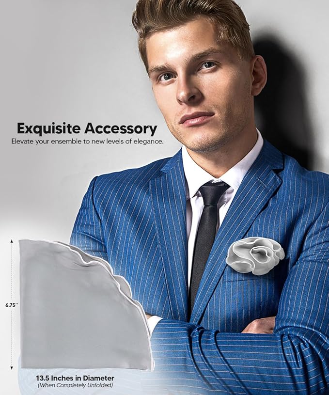 Premium Pre-Folded Four-Point Suit Pocket Square for Men with Sewn Pocket Fold