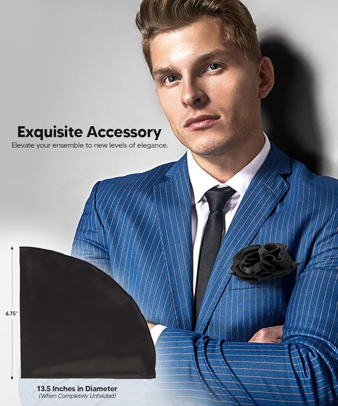Premium Pre-Folded Four-Point Suit Pocket Square for Men with Sewn Pocket Fold