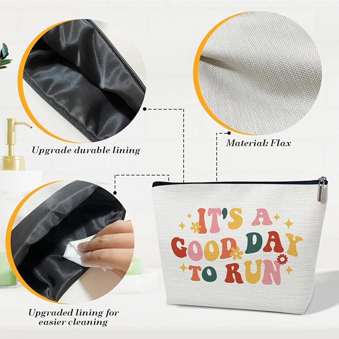 Groovy Running Gifts Makeup Bag, Gifts for Women, Marathon Lovers, Sports Accessories for Women, It's a Good Day to Run Cosmetic Bags for Purse