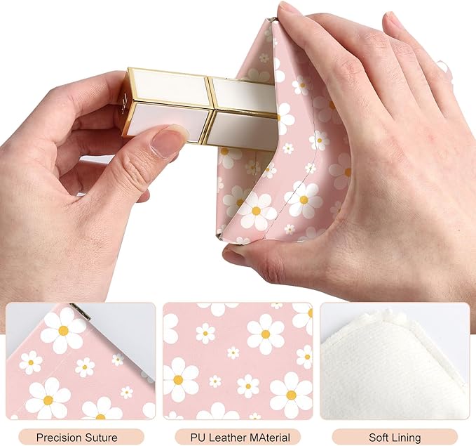 2Pcs PU Leather Small Squeeze Coin Purse Pouch Mini coin Bag Unique And Cute Wallet Cosmetic Bags Change Bag For Women Girls Men （Blue and Pink Flowers 3