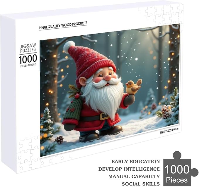 Wooden Puzzle - Vintage Christmas Gnome Wooden Puzzles for Adults 1000 Pieces Challenge Puzzles，Educational Games，Family Puzzles，Unique Gifts for Wall Art ，Funny Puzzles