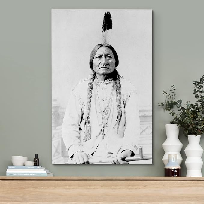 wall26 Canvas Print Wall Art Portrait of Sitting Bull People Pop Culture Historical Realism Famous Closeup Colorful Multicolor Classical for Living Room, Bedroom, Office - 16"x24"