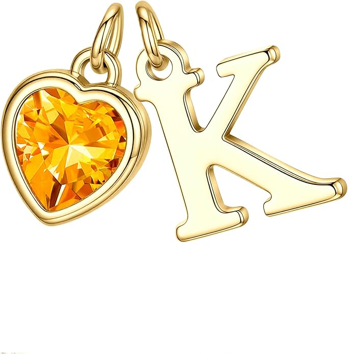 Turandoss Valentines Day Gifts for Her Trendy, Dainty 14K Gold Plated Initial A-Z Heart Birthstone Pendant Necklace Personalized Bridesmaid Birthday Valentines Jewelry Gifts for Women Girls
